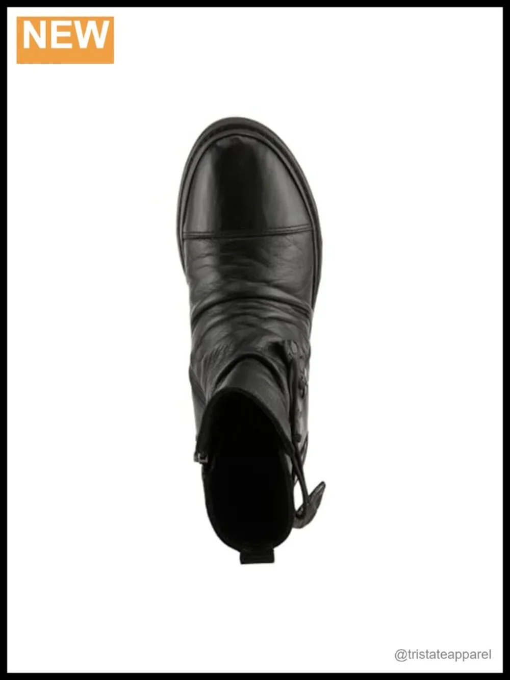 Genuine Leather Ankle Bootie with Ruched Design and Elastic Laces